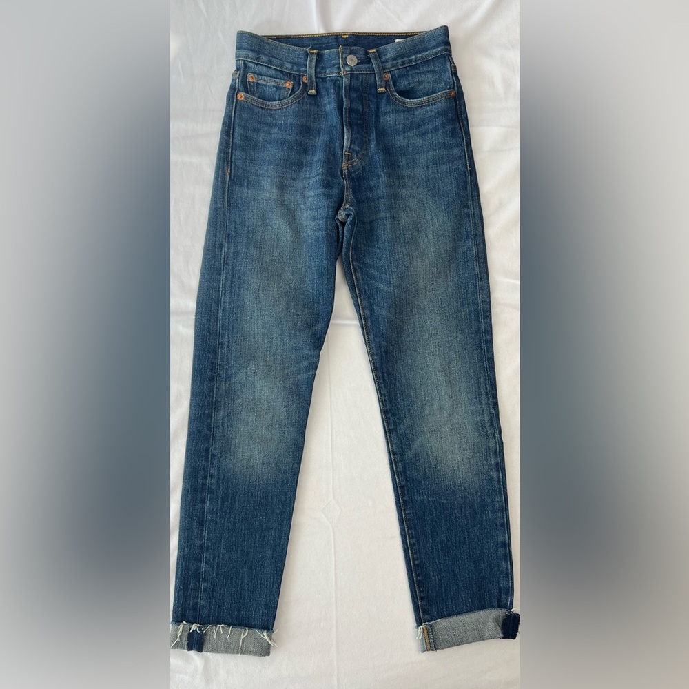 Levi’s White Oak Cone Denim Button Fly High Rise Crop Jeans Women's 24